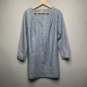 J Jill Shirt Top Tunic Women's Petite Chambray Denim Pleated Button Up XS
